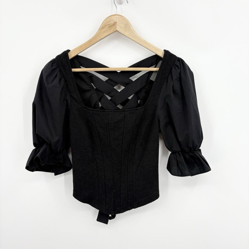 Anthropologie Corset Top XSmall Lace Up Regency Whimsigoth Grunge Ren Fair Puff